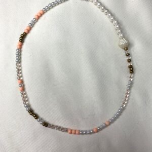 necklace made with white and each beads